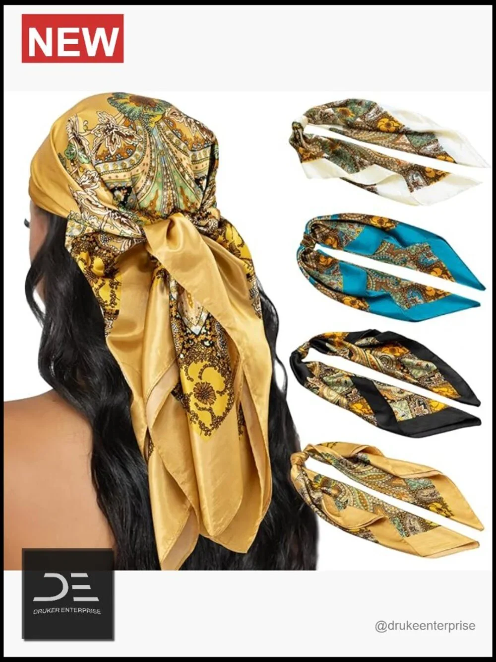 4 Pack Satin Scarf for Women - Silk Like Square Head Wrap Hair Scarf Bandana
